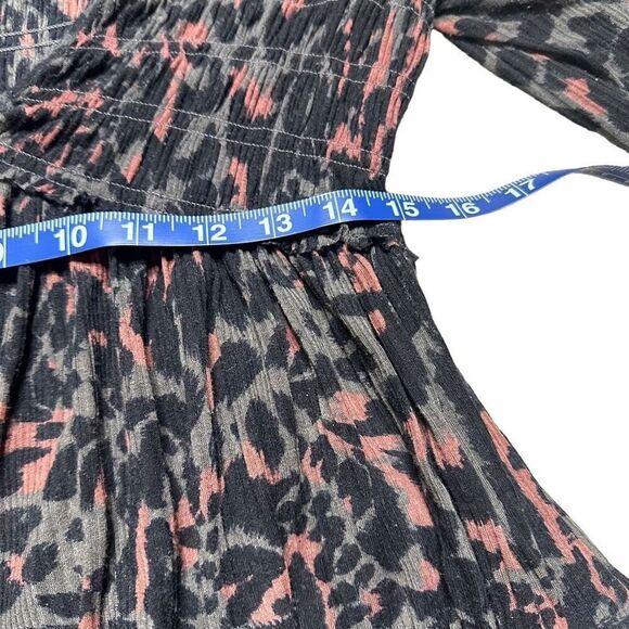 FREE PEOPLE Women’s Black Gray Mauve Long Sleeve Cheetah Leopard Animal Print Da - Picture 6 of 7